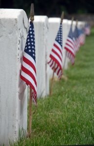 Grave stones with flags