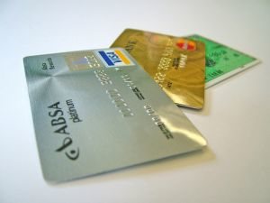 Credit cards laying out