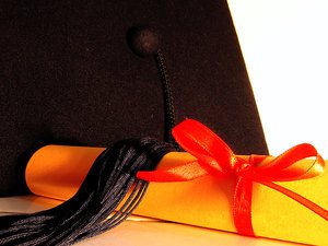 Graduation cap and diploma 